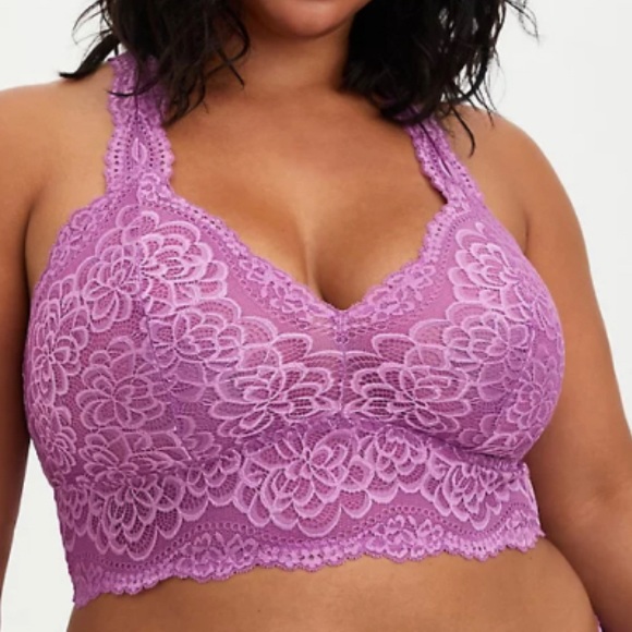 🆕 Lavender Lace Racerback Bralette 2X 18 20 NWT - Picture 2 of 8